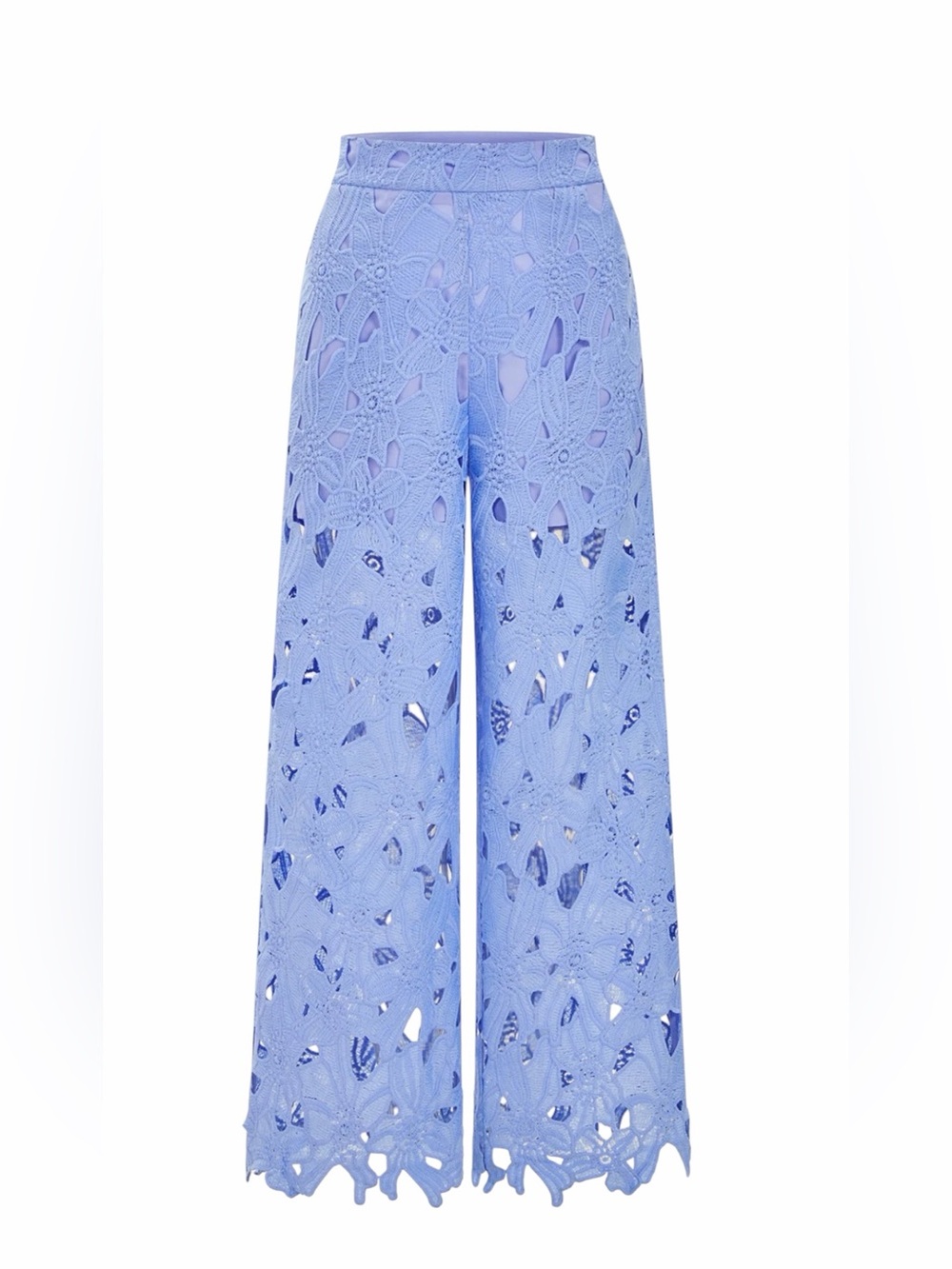 COMMENSE - Blue Floral Lace Wide-Leg Pants Sz M